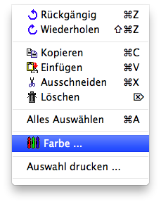 Menu - Bearbeiten - Farbe