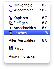 Menu - Bearbeiten - Löschen