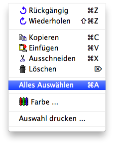 Menu - Bearbeiten - Alles auswählen