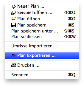 Menu - Datei - Exportieren