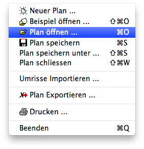 Menu - Datei - Öffnen