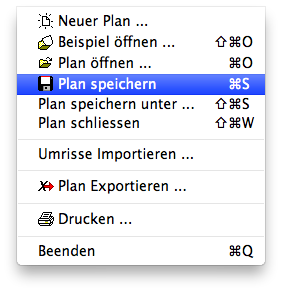 Menu - Datei - Speichern