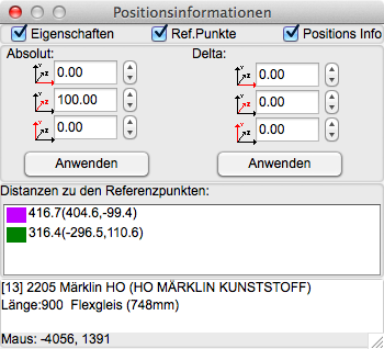 Dialog - Positionsinformationen