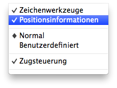 Menu - Ansicht - Positionsinformationen