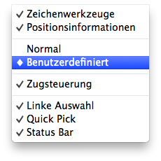 Menu - Ansicht - Benutzerdefiniert