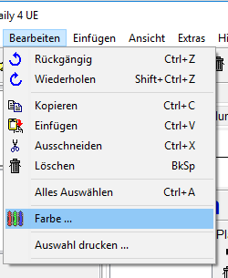 Menu - Bearbeiten - Farbe