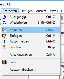 Menu - Bearbeiten - Kopieren