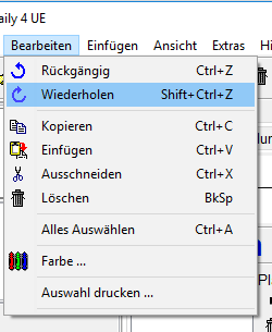 Menu - Bearbeiten - Wiederholen