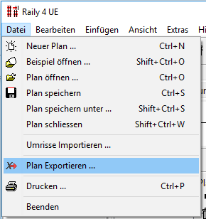 Menu - Datei - Exportieren