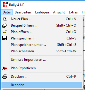 Menu - Datei - Beenden
