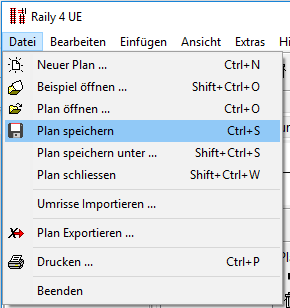 Menu - Datei - Speichern