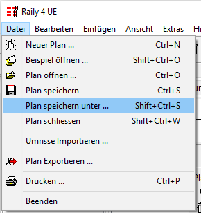 Menu - Datei - Speichern unter