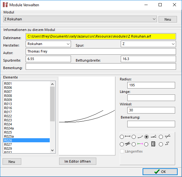 Menu - Extras - Module Verwalten