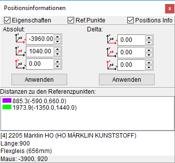 Dialog - Positionsinformationen