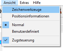 Menu - Ansicht - Zeichenwerkzeuge