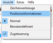 Menu - Ansicht - Positionsinformationen