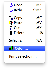 Menu - Edit - Color