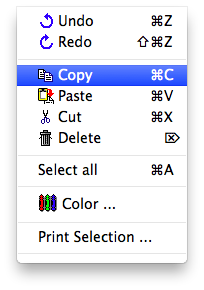 Menu - Edit - Copy