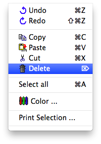 Menu - Edit - Delete