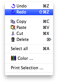 Menu - Edit - Redo