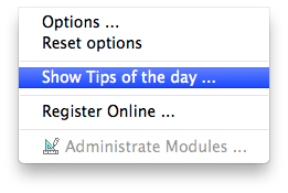 Menu - Extras - Show Tips of the Day