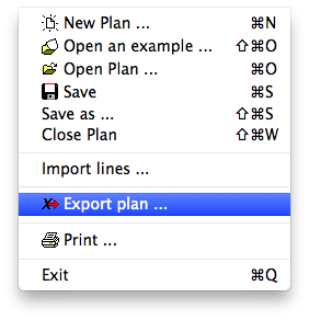 Menu - File - Export