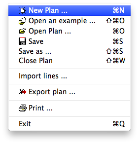 Menu - File - New Plan