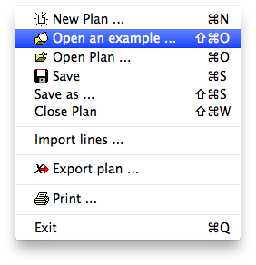 Menu - File - Open example