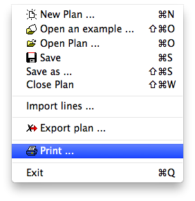 Menu - File - Print