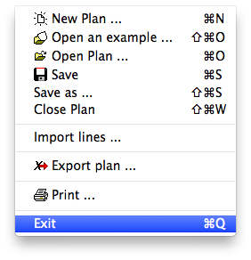 Menu - File - Quit
