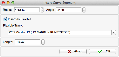 Dialog - Insert - Curve Segment