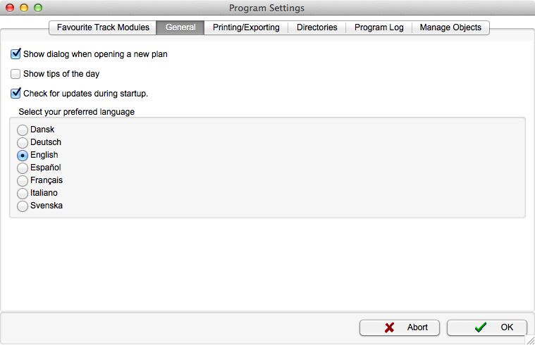 Dialog - Options - General