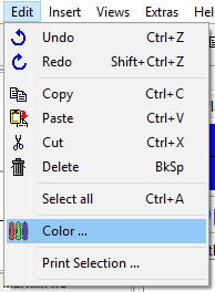 Menu - Edit - Color