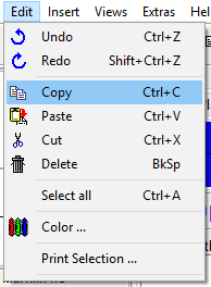 Menu - Edit - Copy