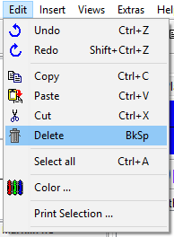 Menu - Edit - Delete
