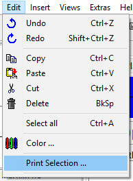 Menu - Edit - Print Selection