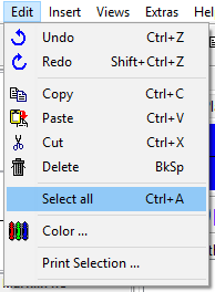 Menu - BEdit - Select All