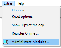Menu - Extras - Administrate Modules
