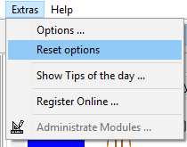 Menu - Extras - Reset options