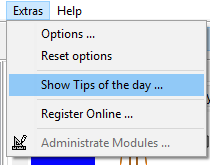 Menu - Extras - Show Tips of the Day