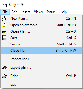 Menu - File - Close