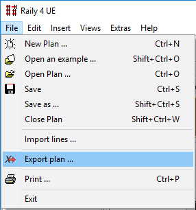 Menu - File - Export