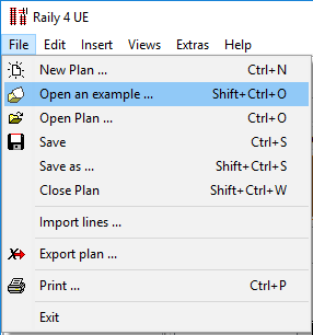 Menu - File - Open example