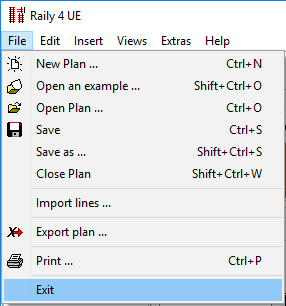 Menu - File - Quit