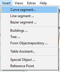 Menu - Insert - Curve Segment