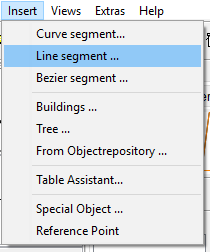 Menu - Insert - Line Segment
