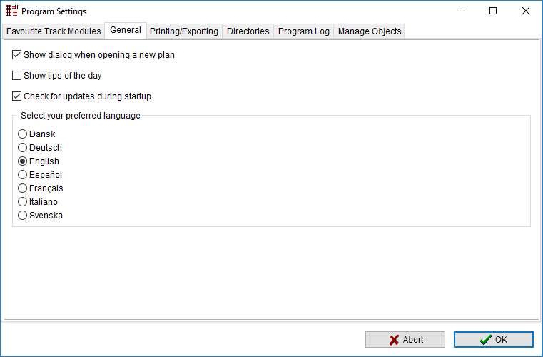 Dialog - Options - General