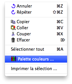 Menu - Edition - Palette couleurs