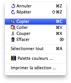 Menu - Edition - Copier