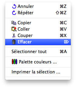 Menu - Edition - Effacer